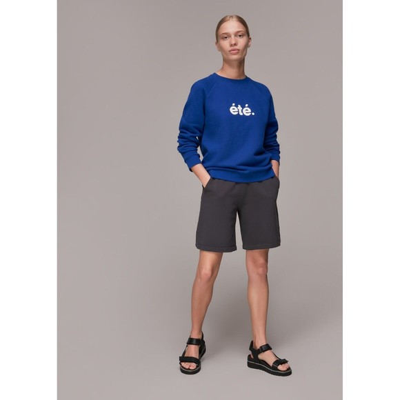 Whistles Ete Summer Crew Neck Pullover Sweatshirt Womens Size XS Blue Cotton - Picture 5 of 14